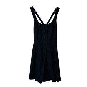 Vintage Kamisato black linen blend crisscross strap mini dress XS-S 6